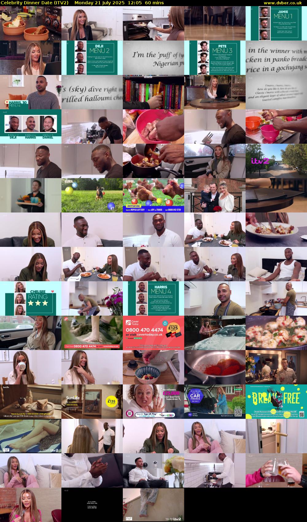 Celebrity Dinner Date (ITV2) Monday 21 July 2025 12:05 - 13:05