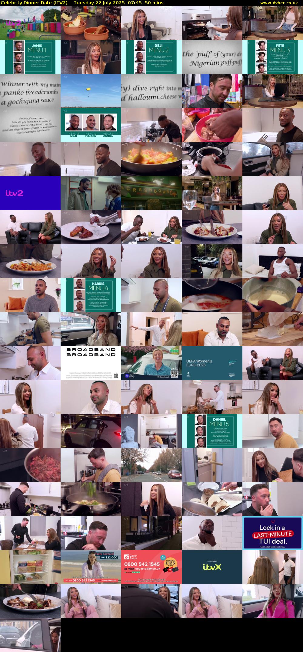 Celebrity Dinner Date (ITV2) Tuesday 22 July 2025 07:45 - 08:35
