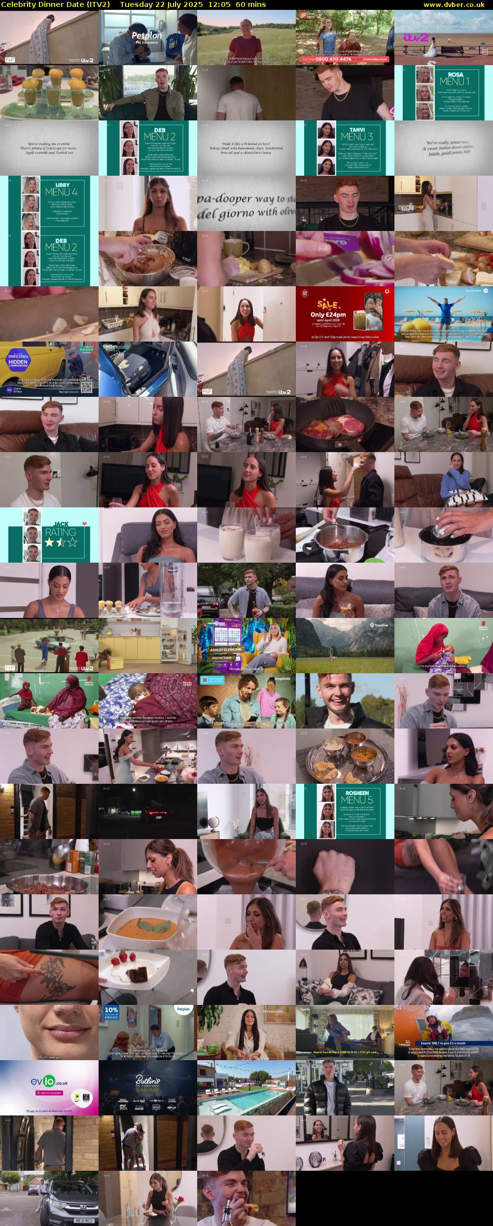 Celebrity Dinner Date (ITV2) Tuesday 22 July 2025 12:05 - 13:05