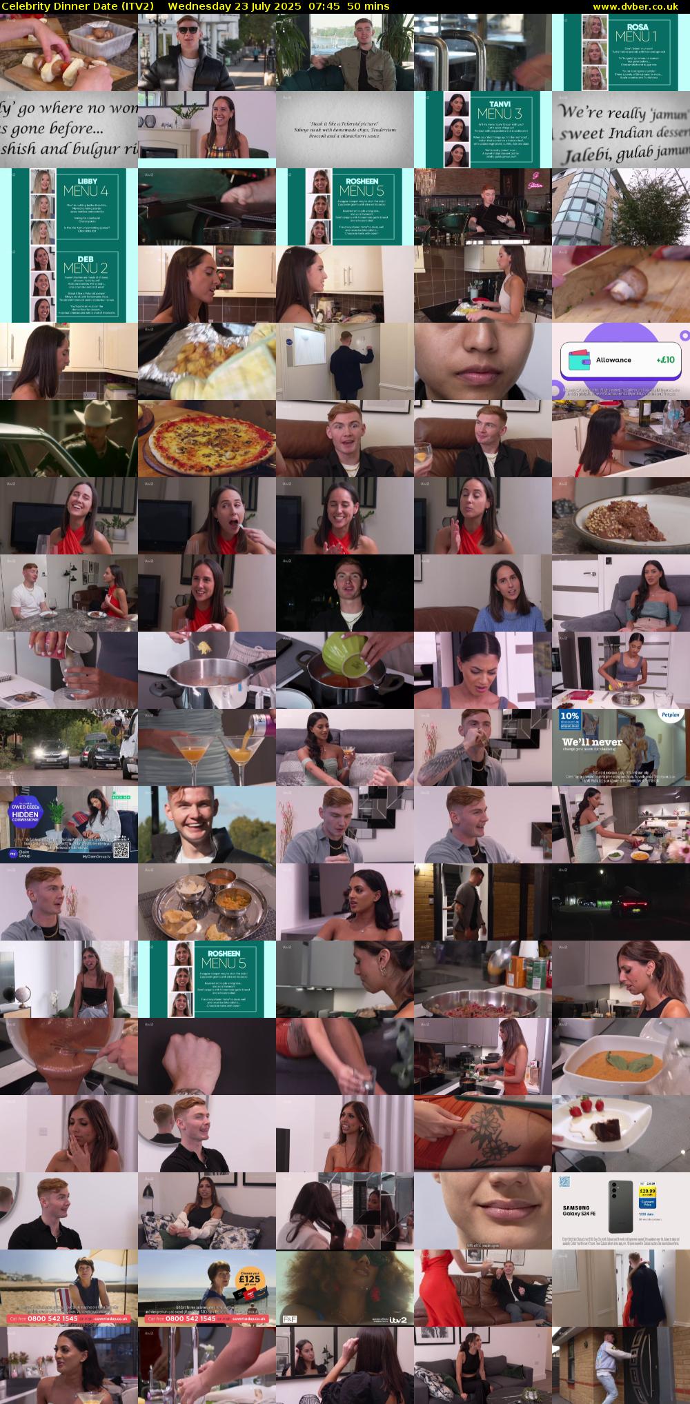 Celebrity Dinner Date (ITV2) Wednesday 23 July 2025 07:45 - 08:35