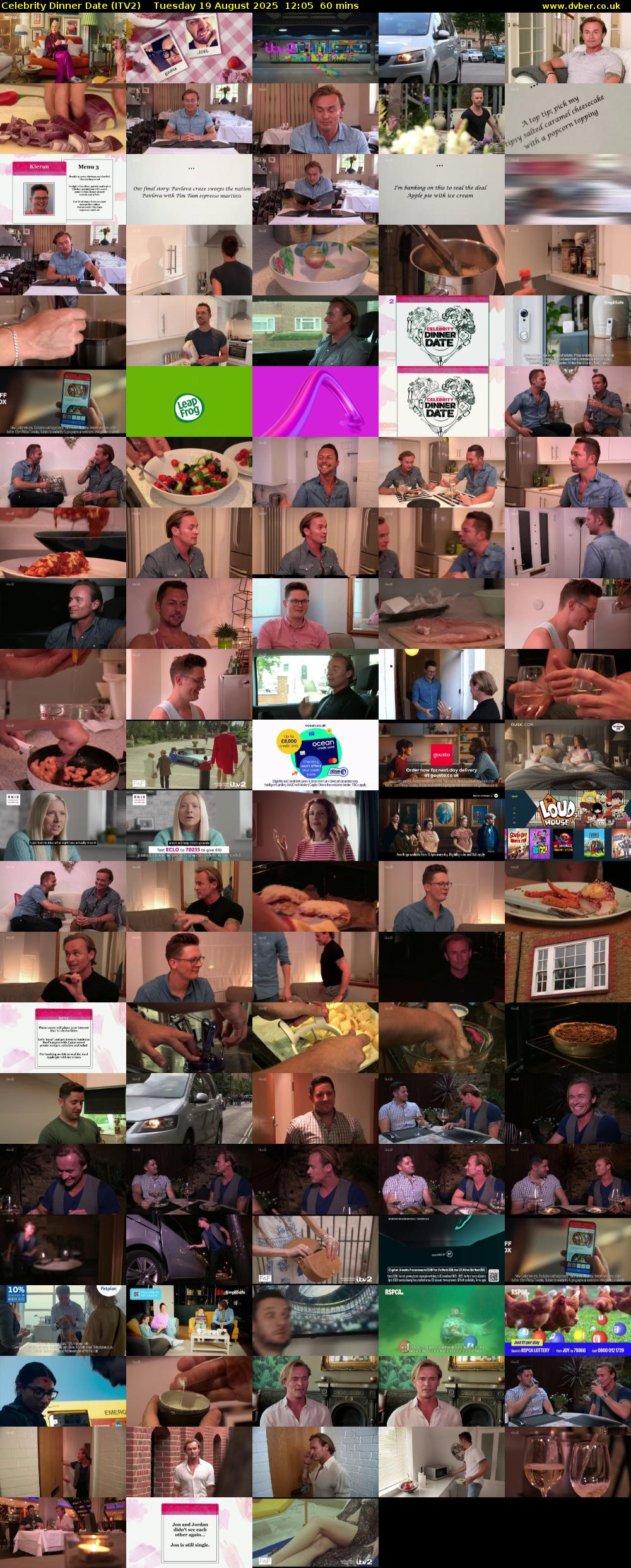 Celebrity Dinner Date (ITV2) Tuesday 19 August 2025 12:05 - 13:05
