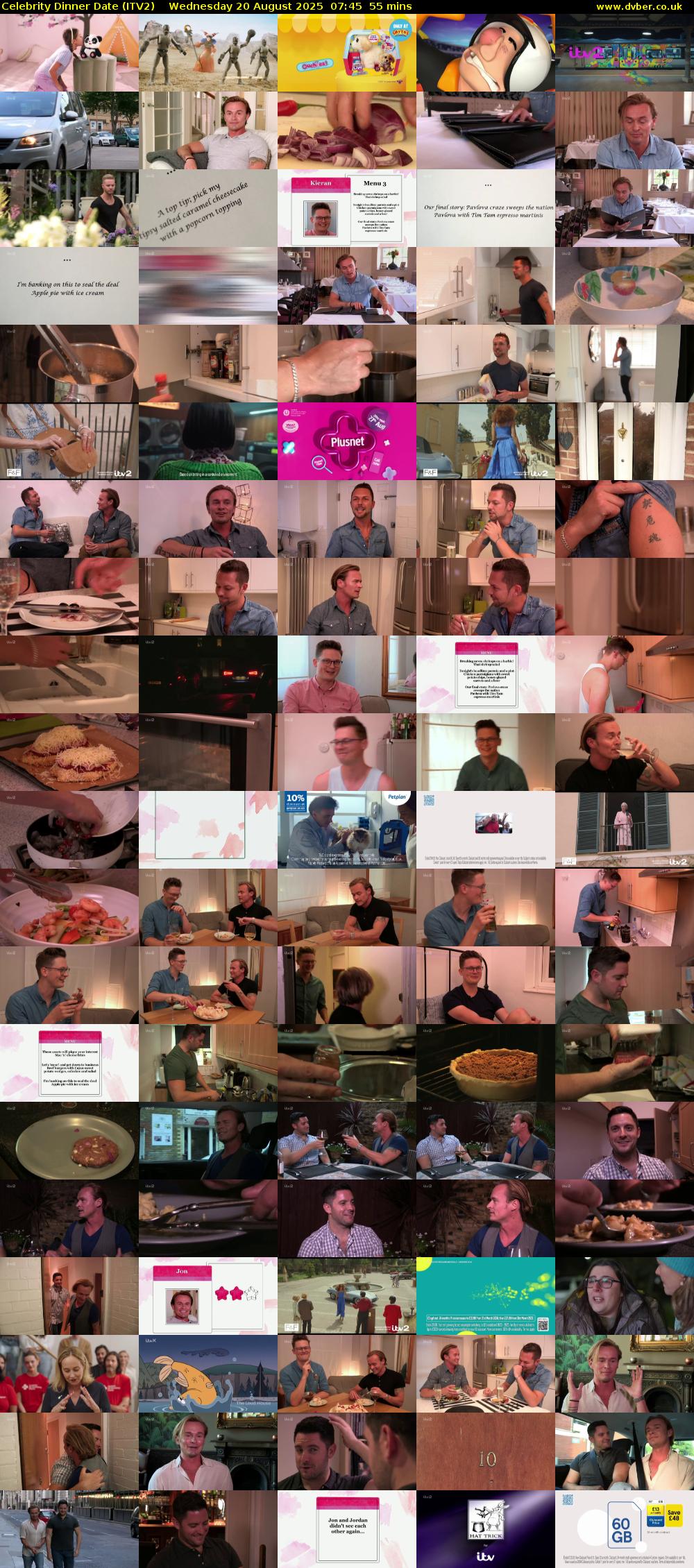Celebrity Dinner Date (ITV2) Wednesday 20 August 2025 07:45 - 08:40