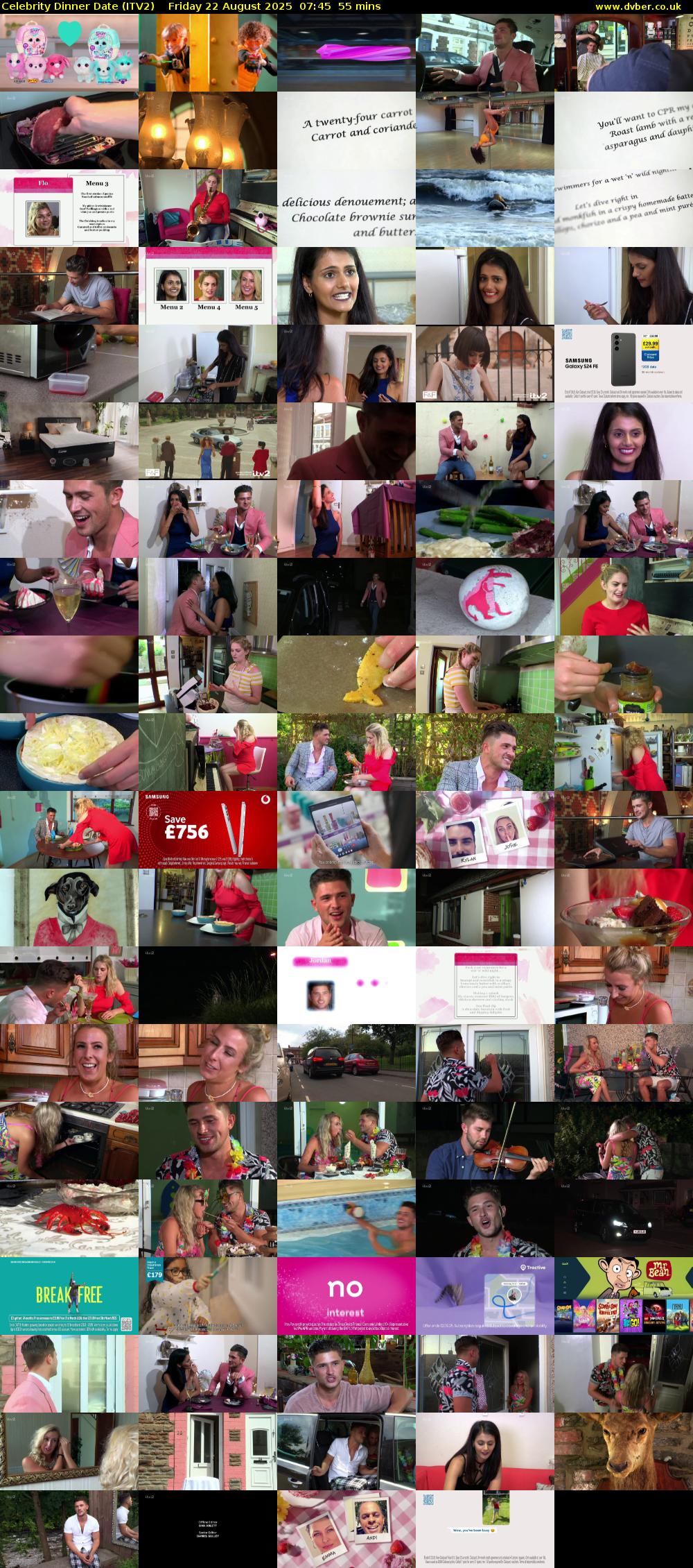 Celebrity Dinner Date (ITV2) Friday 22 August 2025 07:45 - 08:40