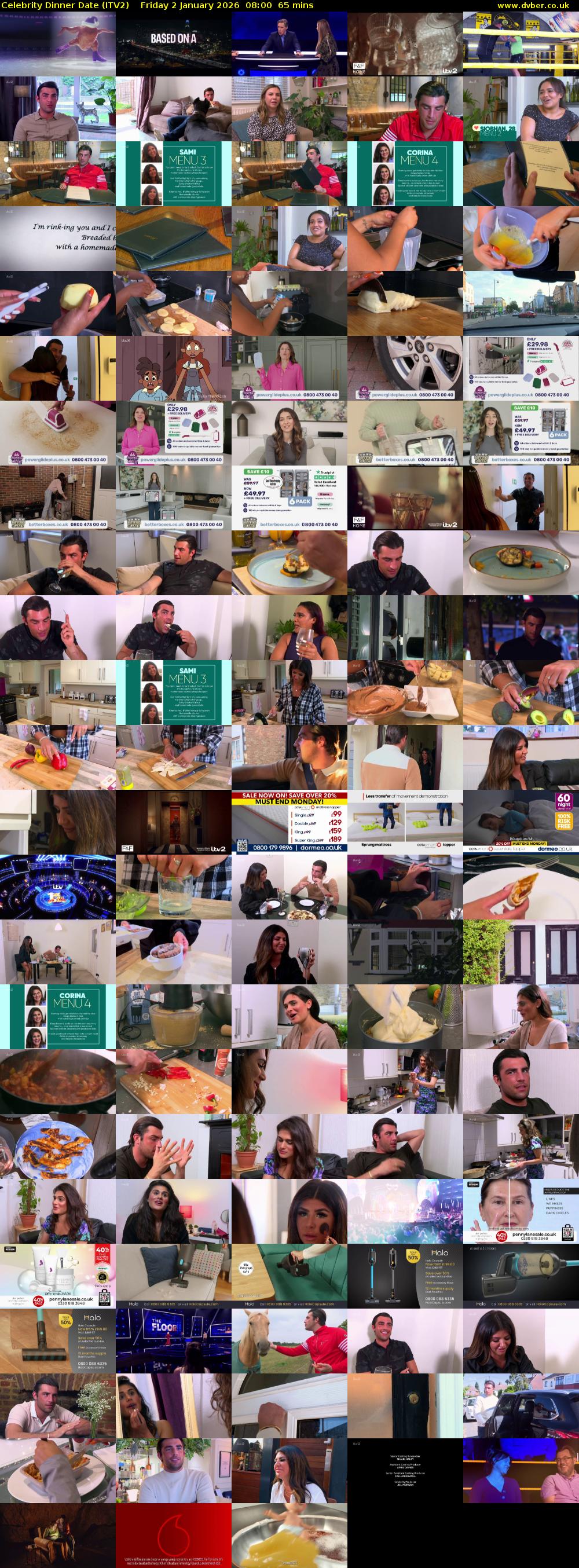 Celebrity Dinner Date (ITV2) Friday 2 January 2026 08:00 - 09:05