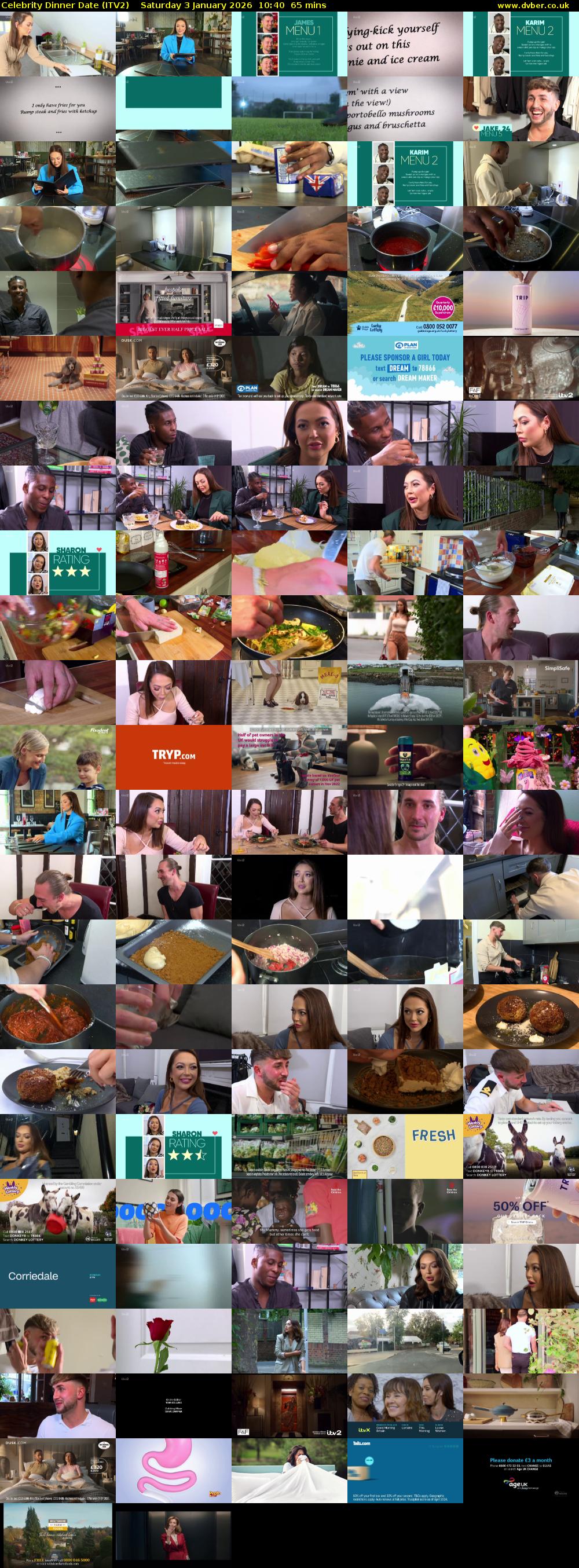 Celebrity Dinner Date (ITV2) Saturday 3 January 2026 10:40 - 11:45