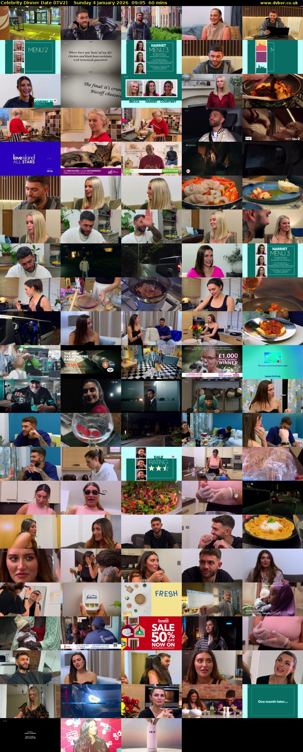 Celebrity Dinner Date (ITV2) Sunday 4 January 2026 09:05 - 10:05