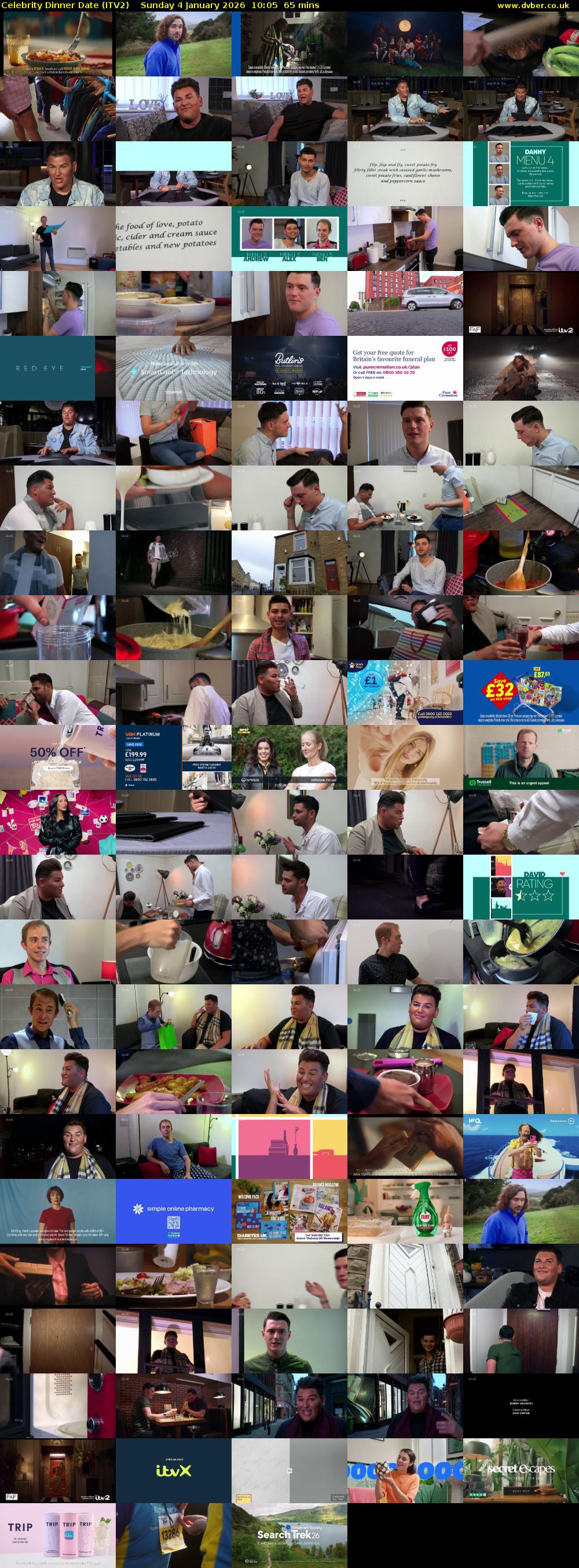 Celebrity Dinner Date (ITV2) Sunday 4 January 2026 10:05 - 11:10