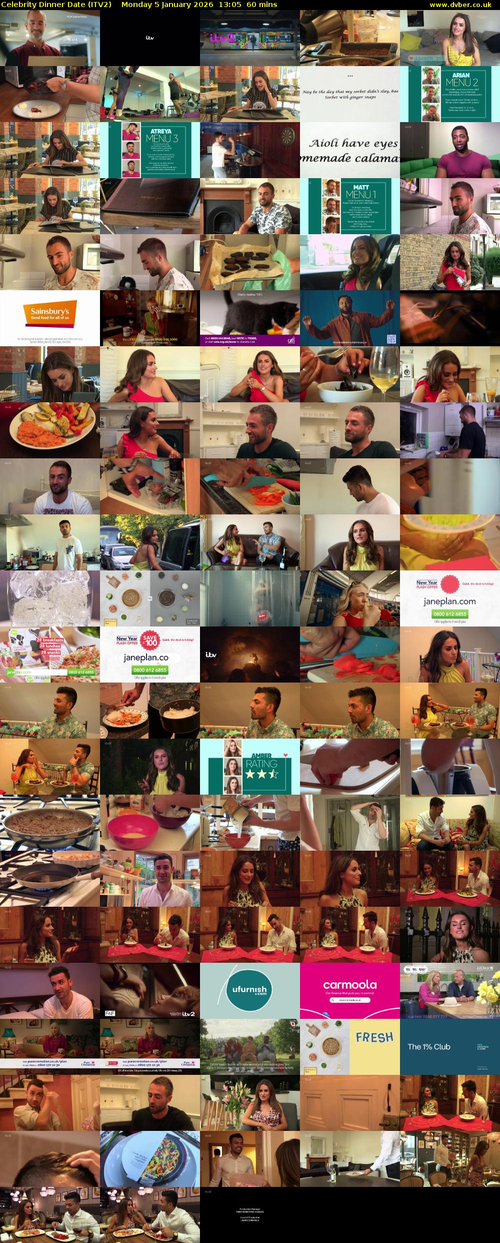 Celebrity Dinner Date (ITV2) Monday 5 January 2026 13:05 - 14:05