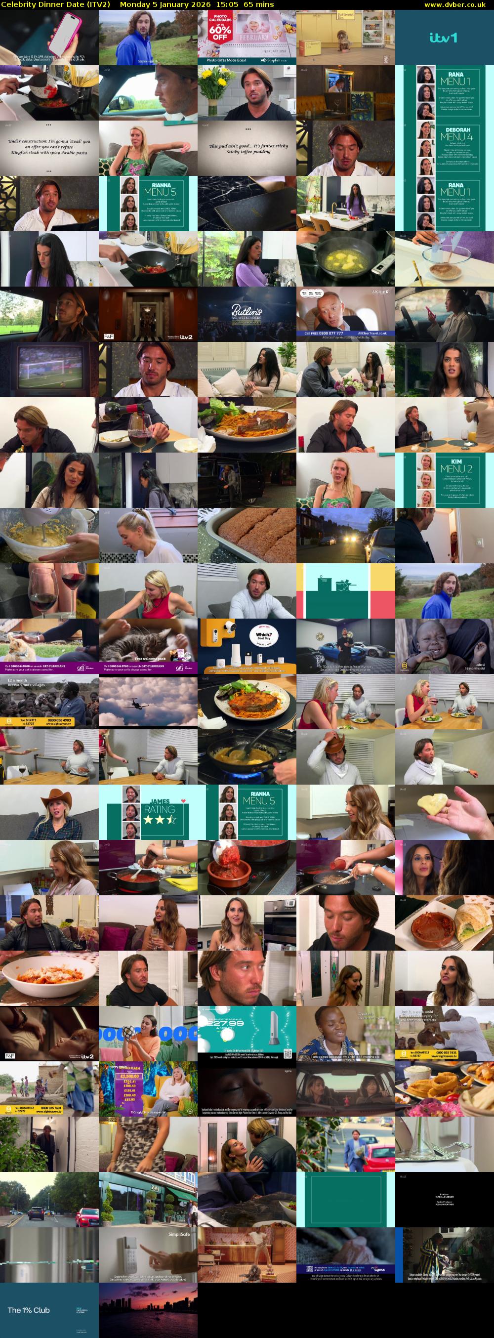 Celebrity Dinner Date (ITV2) Monday 5 January 2026 15:05 - 16:10