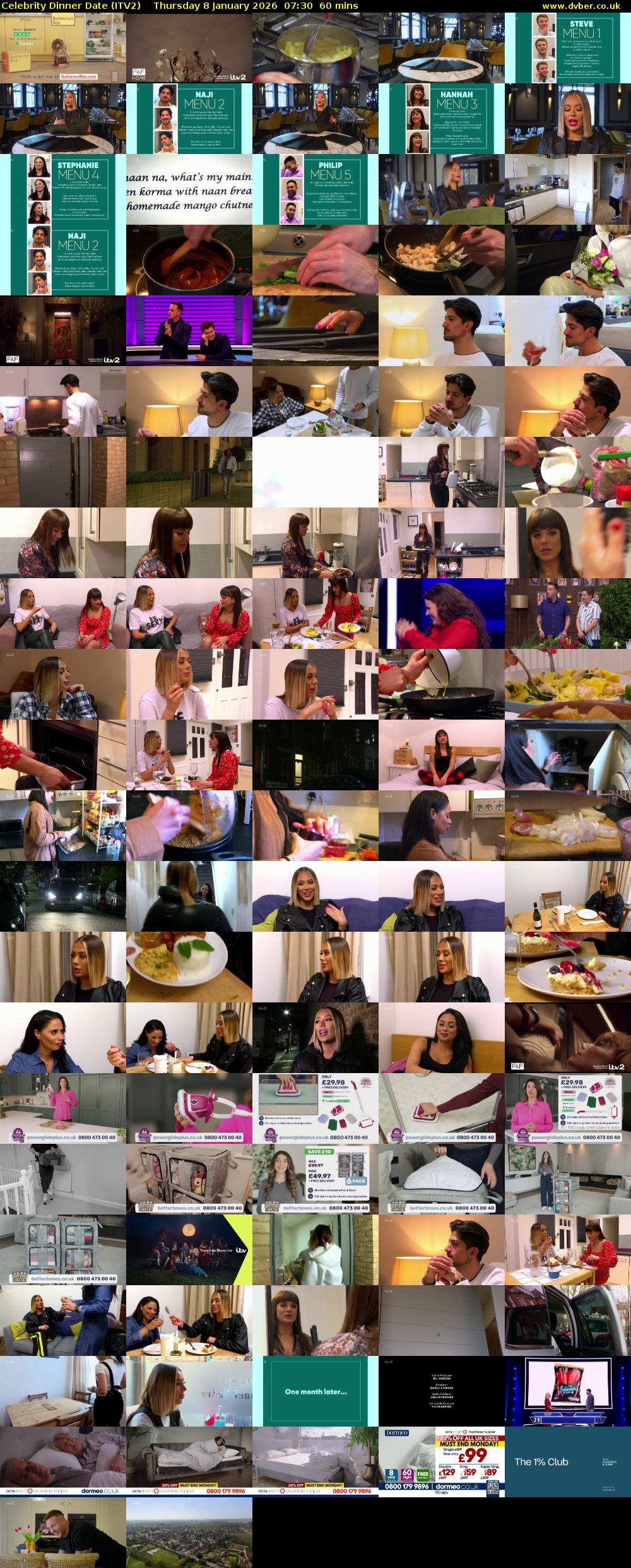 Celebrity Dinner Date (ITV2) Thursday 8 January 2026 07:30 - 08:30