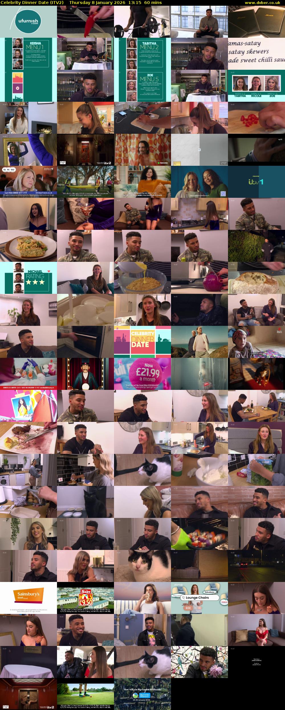 Celebrity Dinner Date (ITV2) Thursday 8 January 2026 13:15 - 14:15