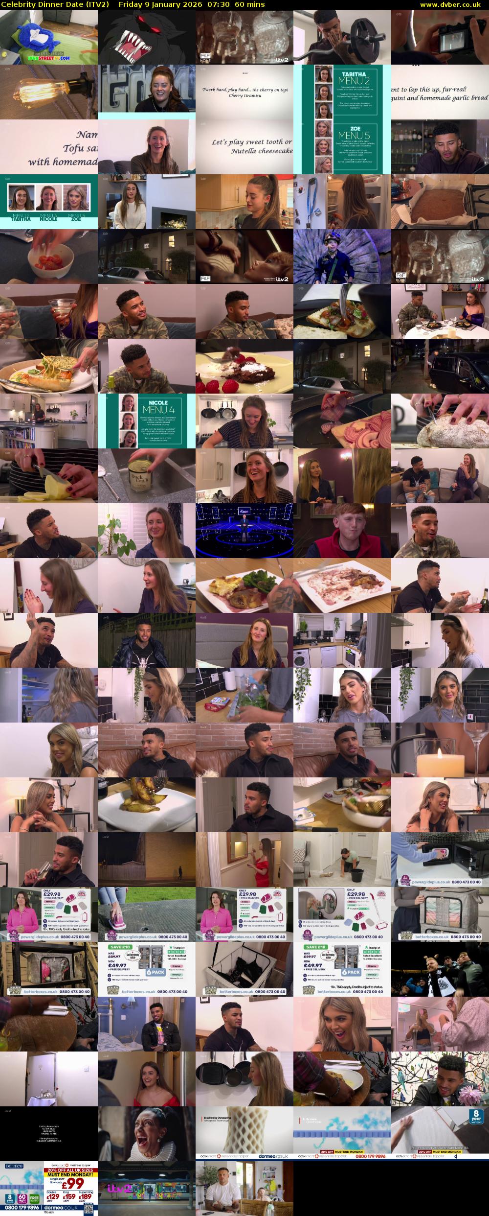 Celebrity Dinner Date (ITV2) Friday 9 January 2026 07:30 - 08:30