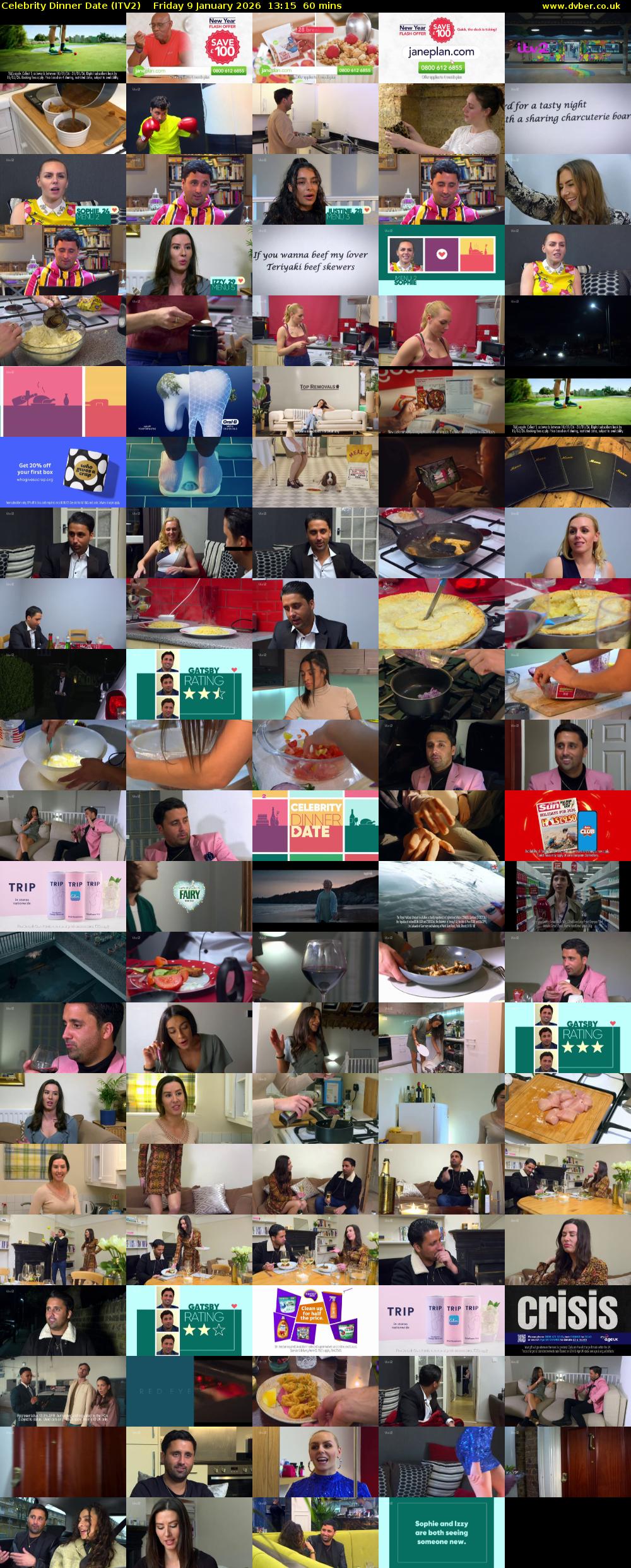 Celebrity Dinner Date (ITV2) Friday 9 January 2026 13:15 - 14:15