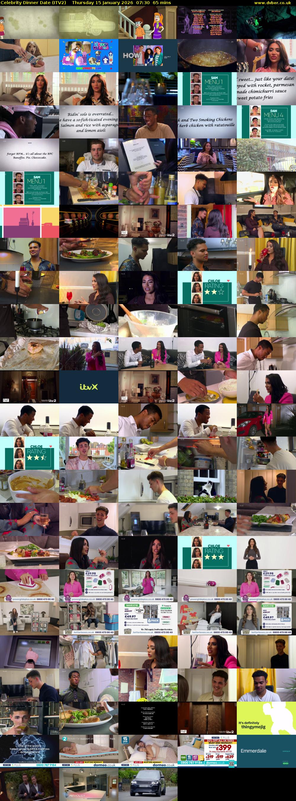 Celebrity Dinner Date (ITV2) Thursday 15 January 2026 07:30 - 08:35