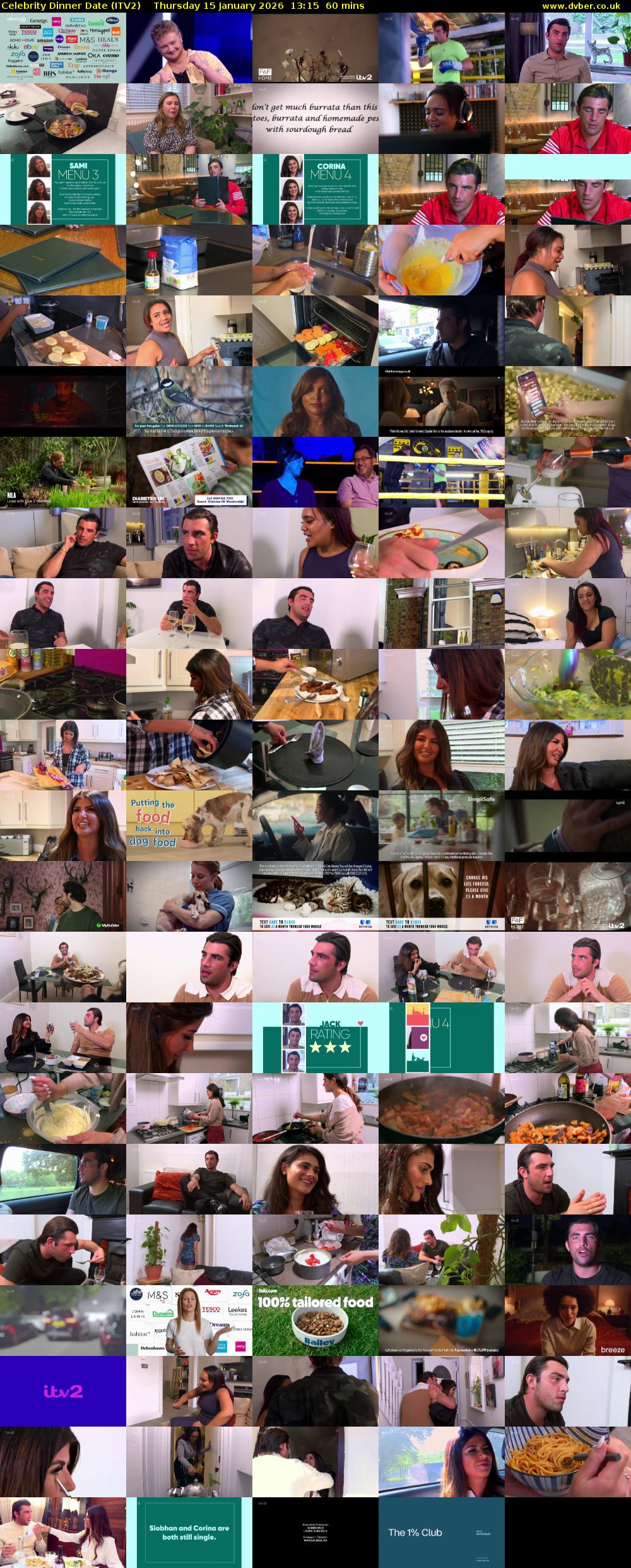 Celebrity Dinner Date (ITV2) Thursday 15 January 2026 13:15 - 14:15