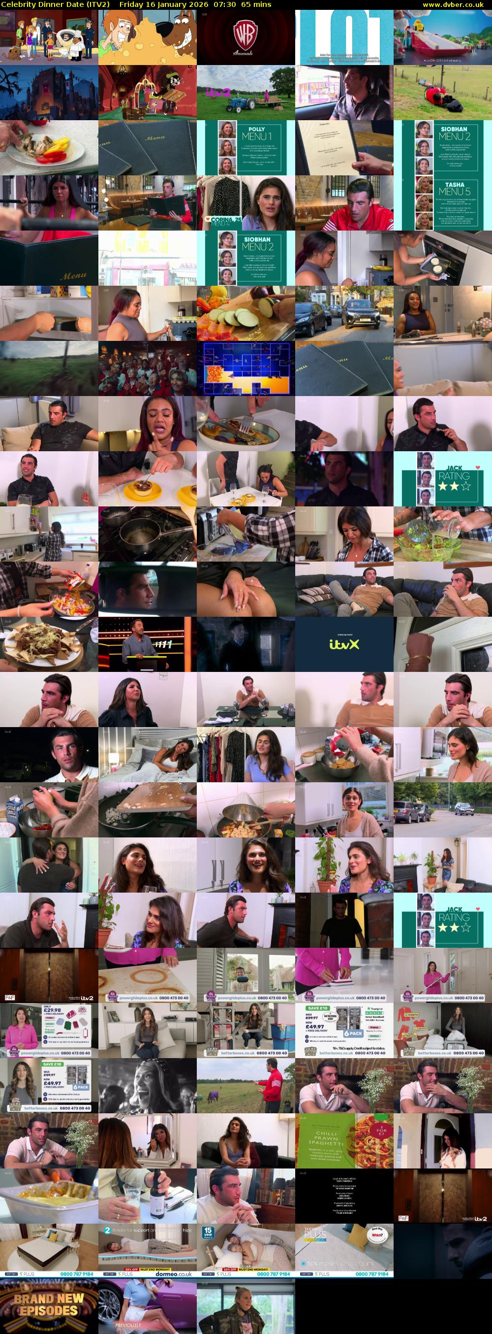 Celebrity Dinner Date (ITV2) Friday 16 January 2026 07:30 - 08:35