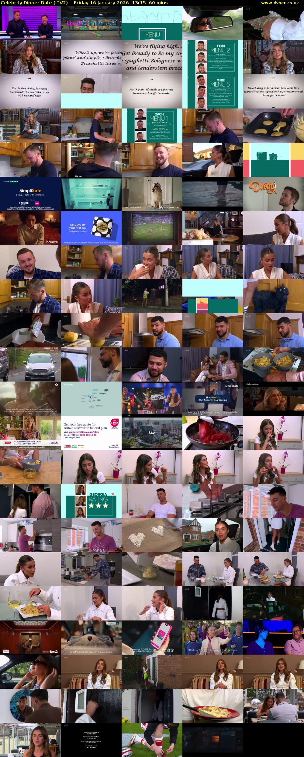 Celebrity Dinner Date (ITV2) Friday 16 January 2026 13:15 - 14:15