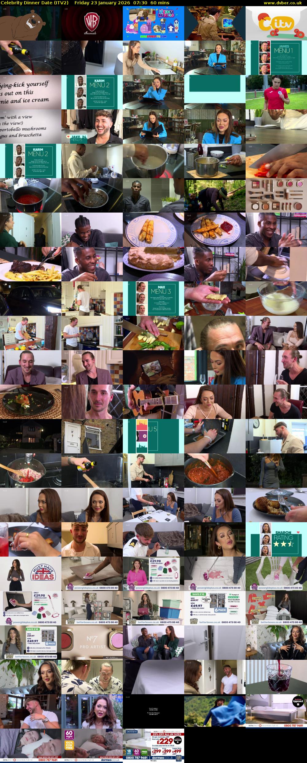 Celebrity Dinner Date (ITV2) Friday 23 January 2026 07:30 - 08:30