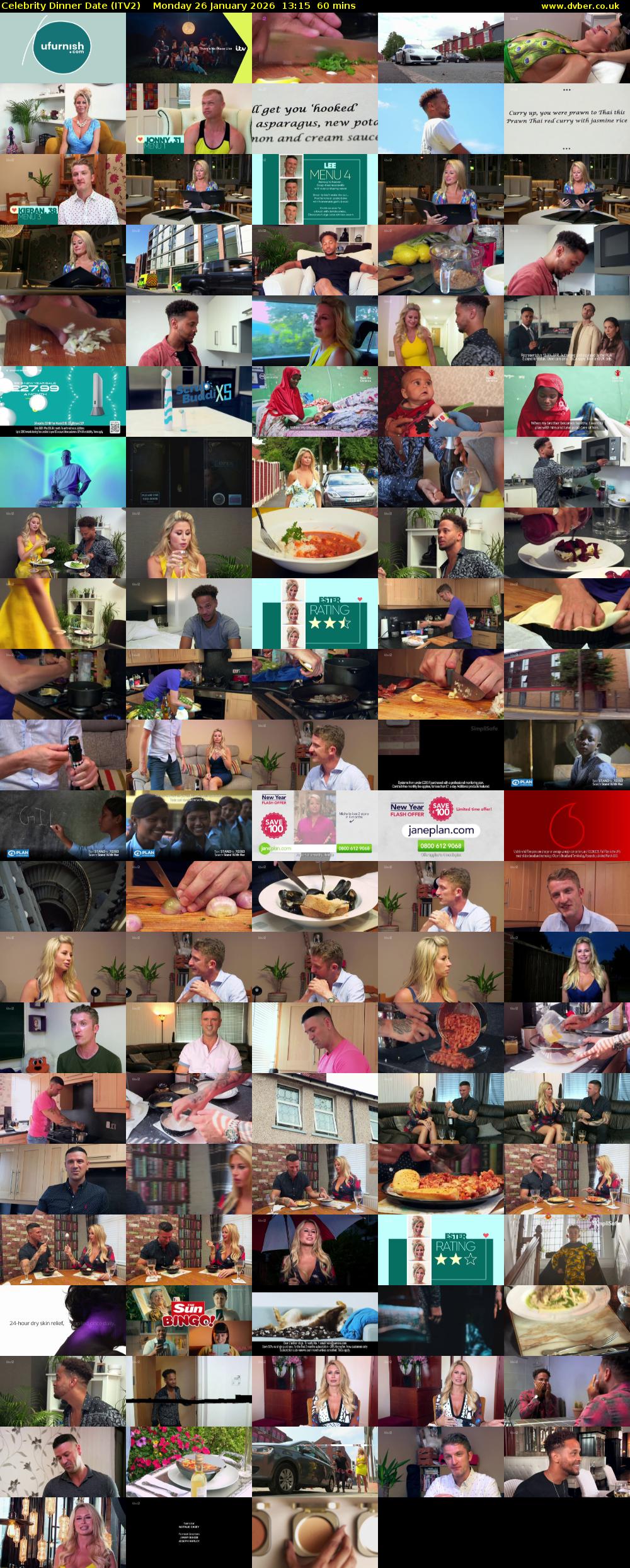 Celebrity Dinner Date (ITV2) Monday 26 January 2026 13:15 - 14:15