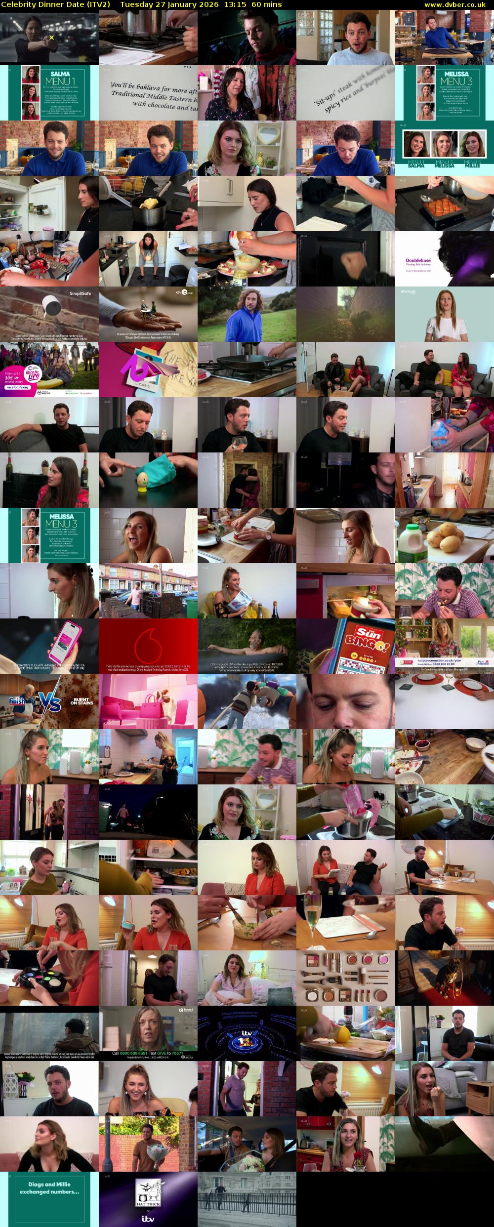 Celebrity Dinner Date (ITV2) Tuesday 27 January 2026 13:15 - 14:15