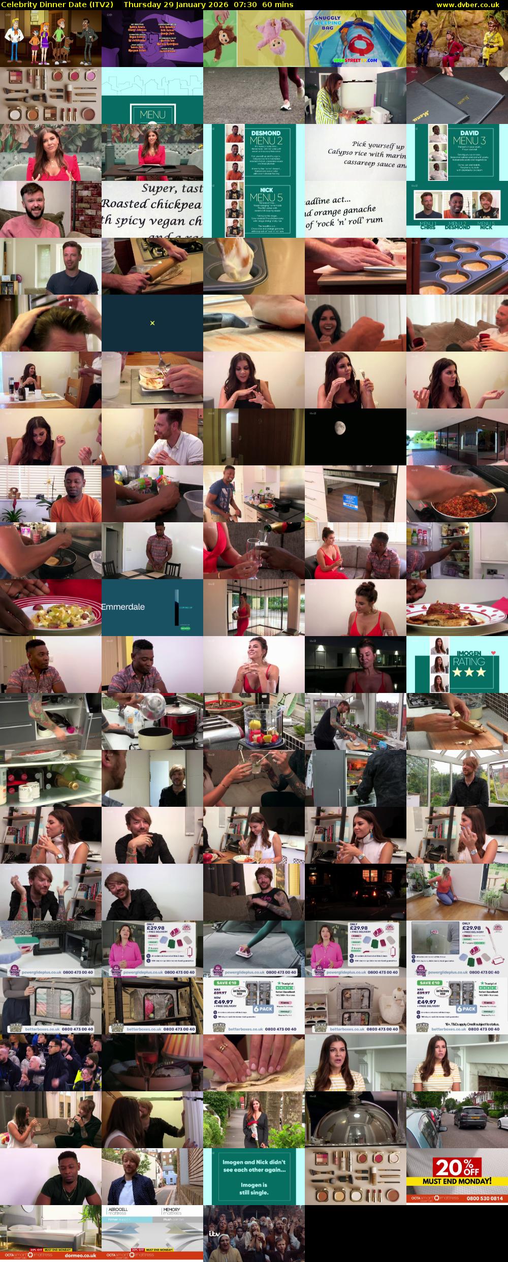 Celebrity Dinner Date (ITV2) Thursday 29 January 2026 07:30 - 08:30