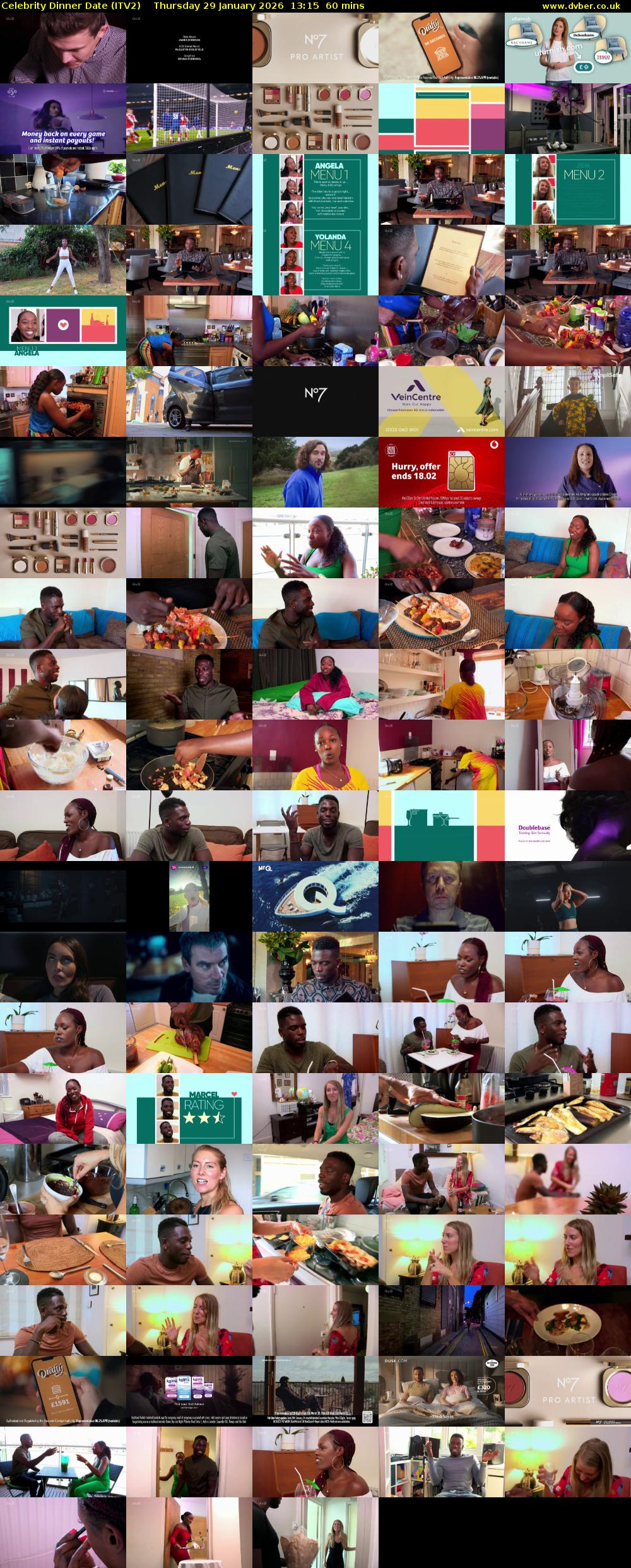 Celebrity Dinner Date (ITV2) Thursday 29 January 2026 13:15 - 14:15