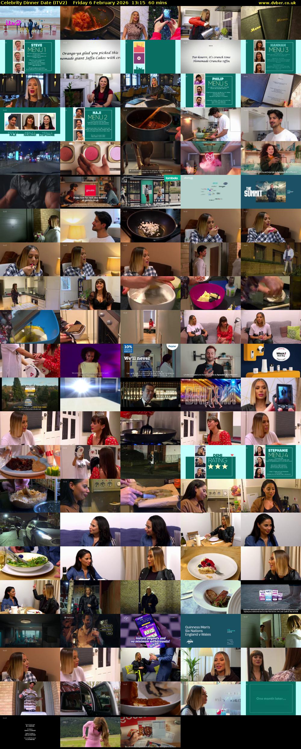 Celebrity Dinner Date (ITV2) Friday 6 February 2026 13:15 - 14:15