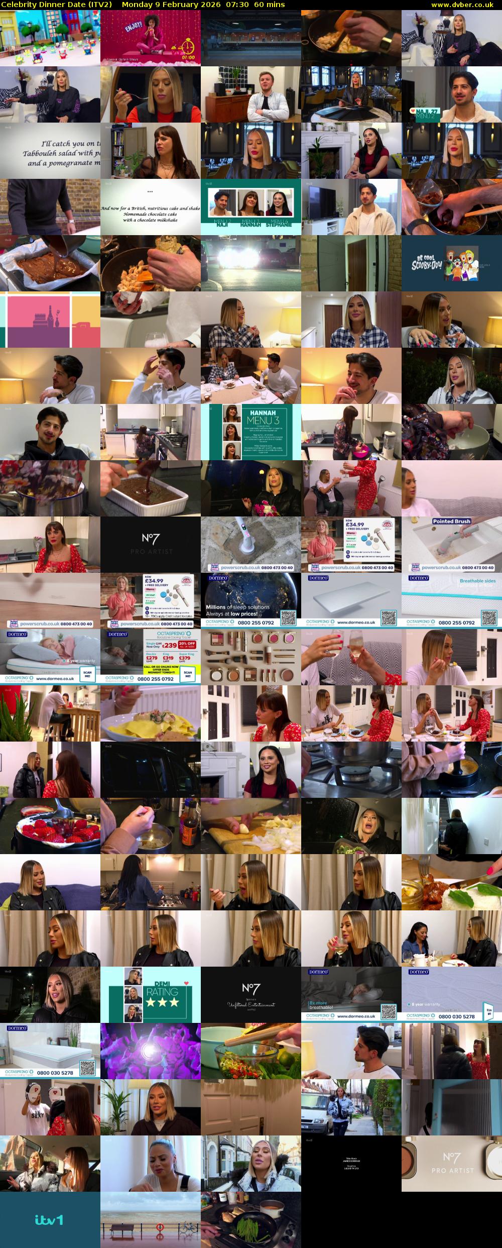 Celebrity Dinner Date (ITV2) Monday 9 February 2026 07:30 - 08:30