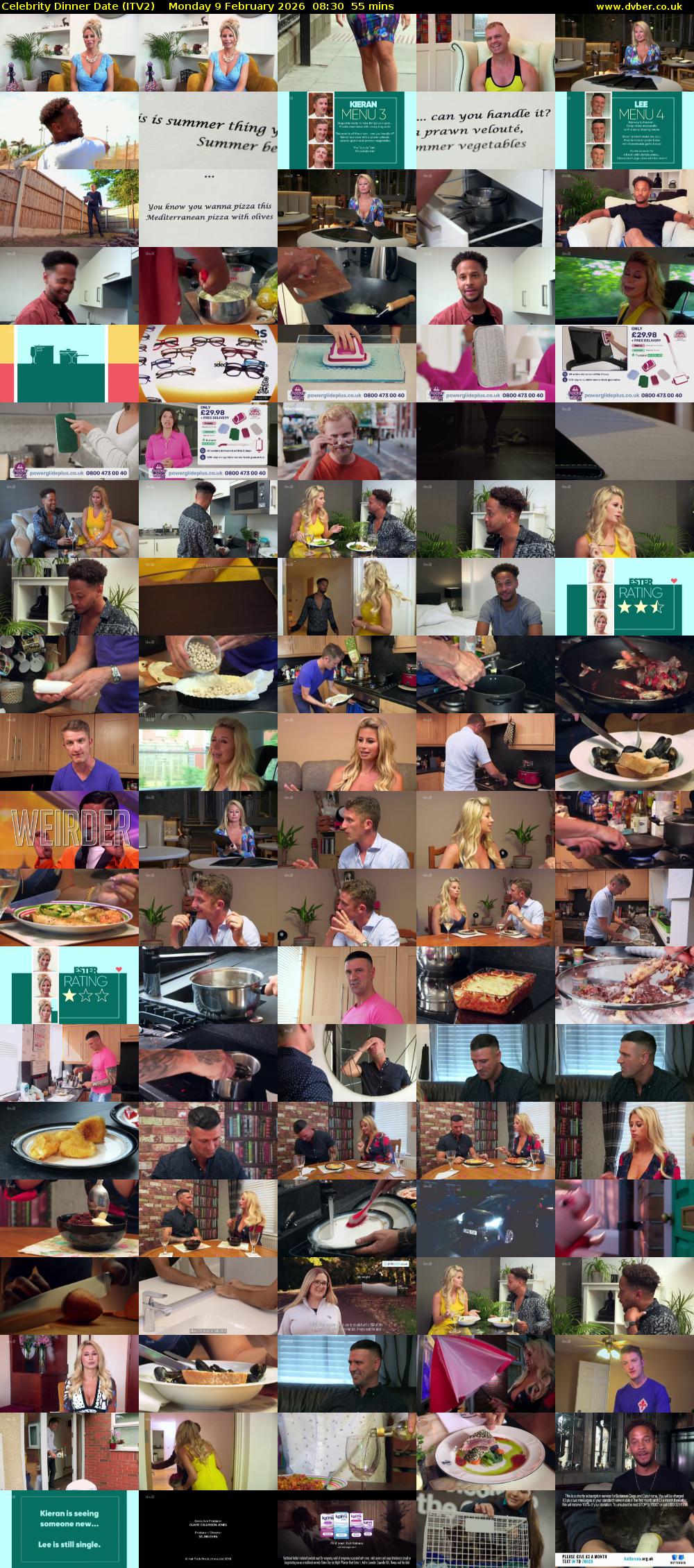 Celebrity Dinner Date (ITV2) Monday 9 February 2026 08:30 - 09:25