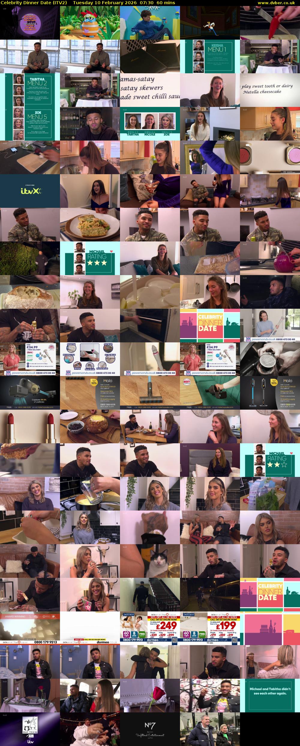 Celebrity Dinner Date (ITV2) Tuesday 10 February 2026 07:30 - 08:30