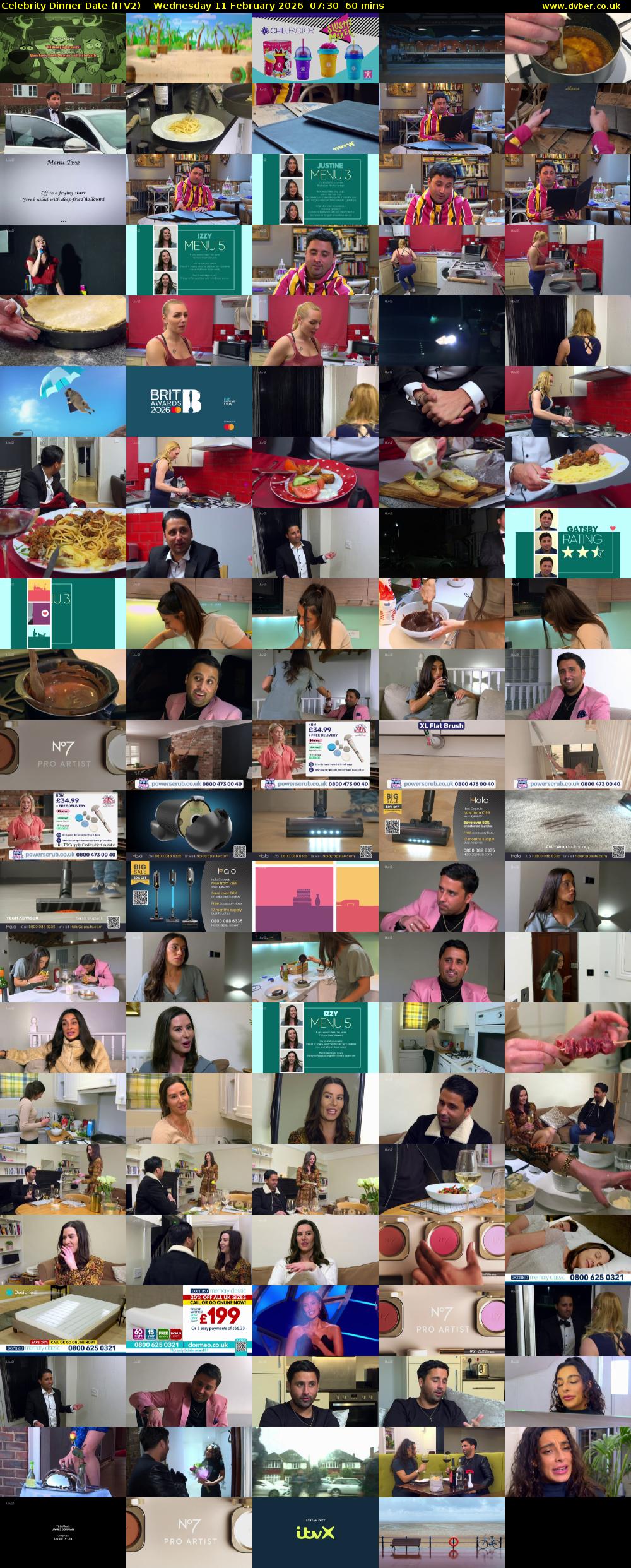 Celebrity Dinner Date (ITV2) Wednesday 11 February 2026 07:30 - 08:30