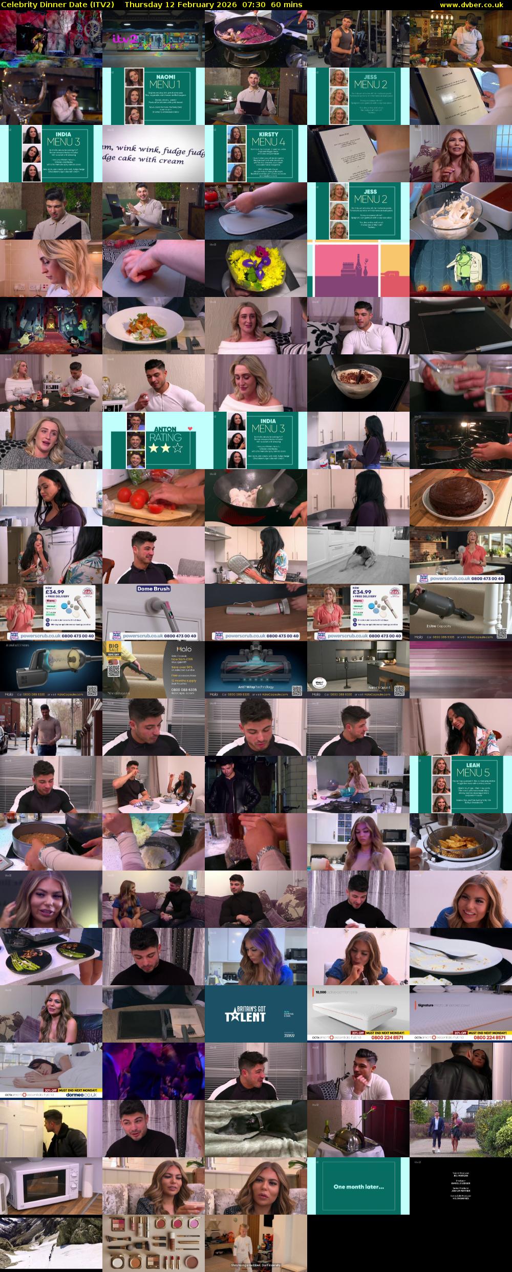 Celebrity Dinner Date (ITV2) Thursday 12 February 2026 07:30 - 08:30