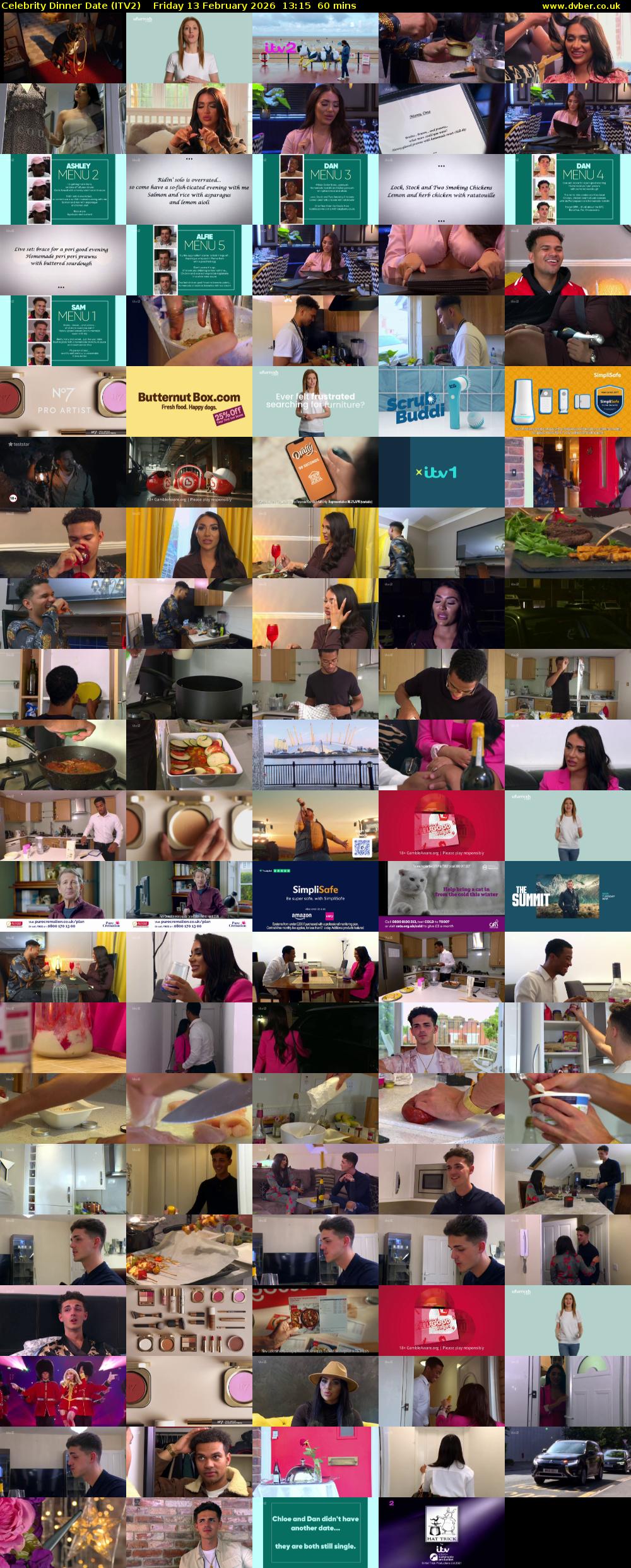 Celebrity Dinner Date (ITV2) Friday 13 February 2026 13:15 - 14:15