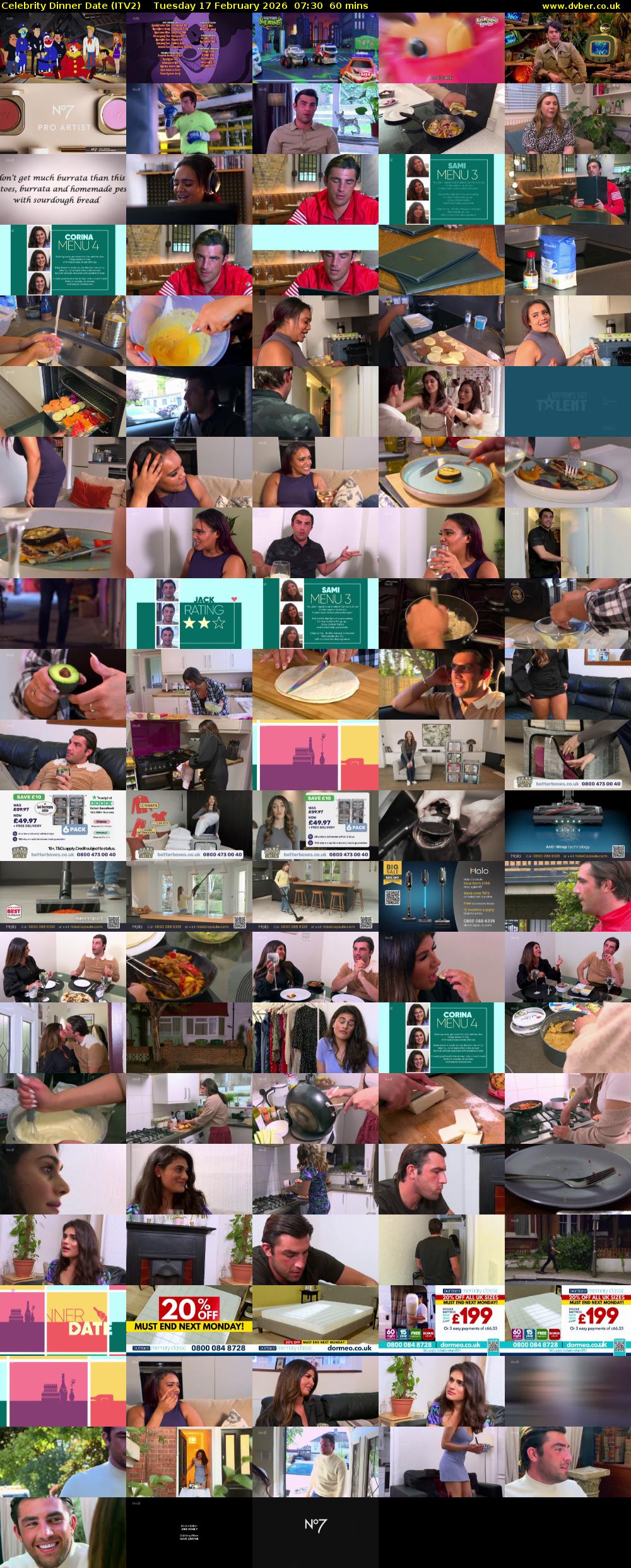 Celebrity Dinner Date (ITV2) Tuesday 17 February 2026 07:30 - 08:30