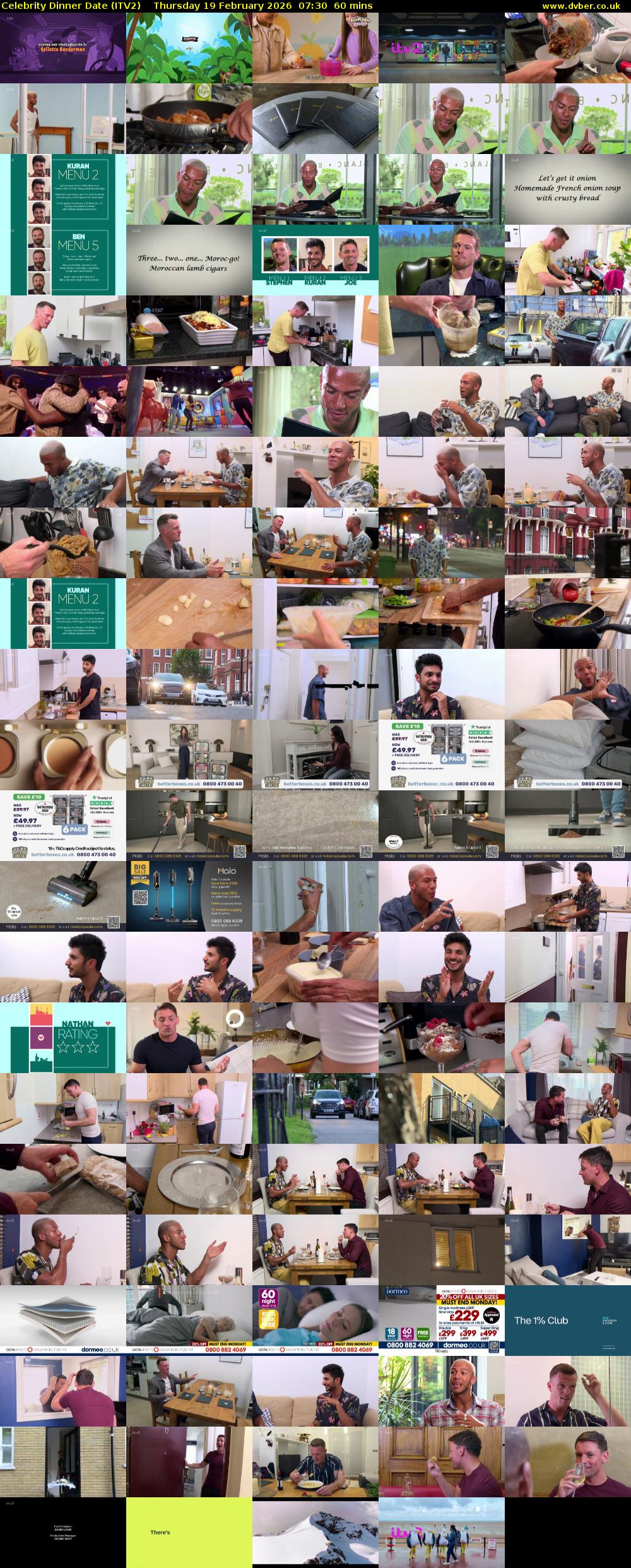 Celebrity Dinner Date (ITV2) Thursday 19 February 2026 07:30 - 08:30