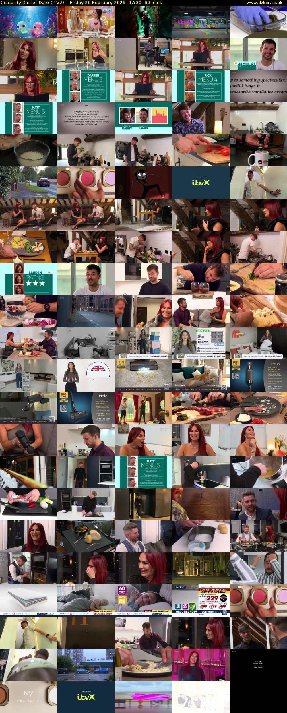 Celebrity Dinner Date (ITV2) Friday 20 February 2026 07:30 - 08:30