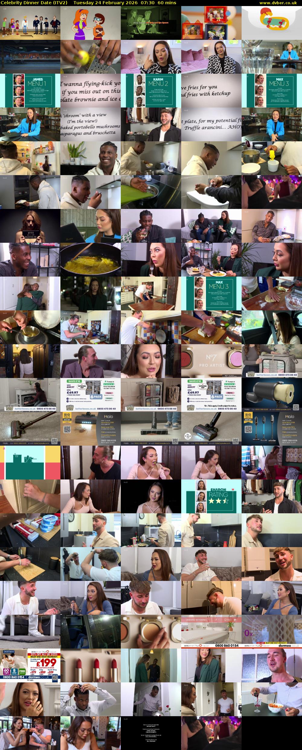 Celebrity Dinner Date (ITV2) Tuesday 24 February 2026 07:30 - 08:30