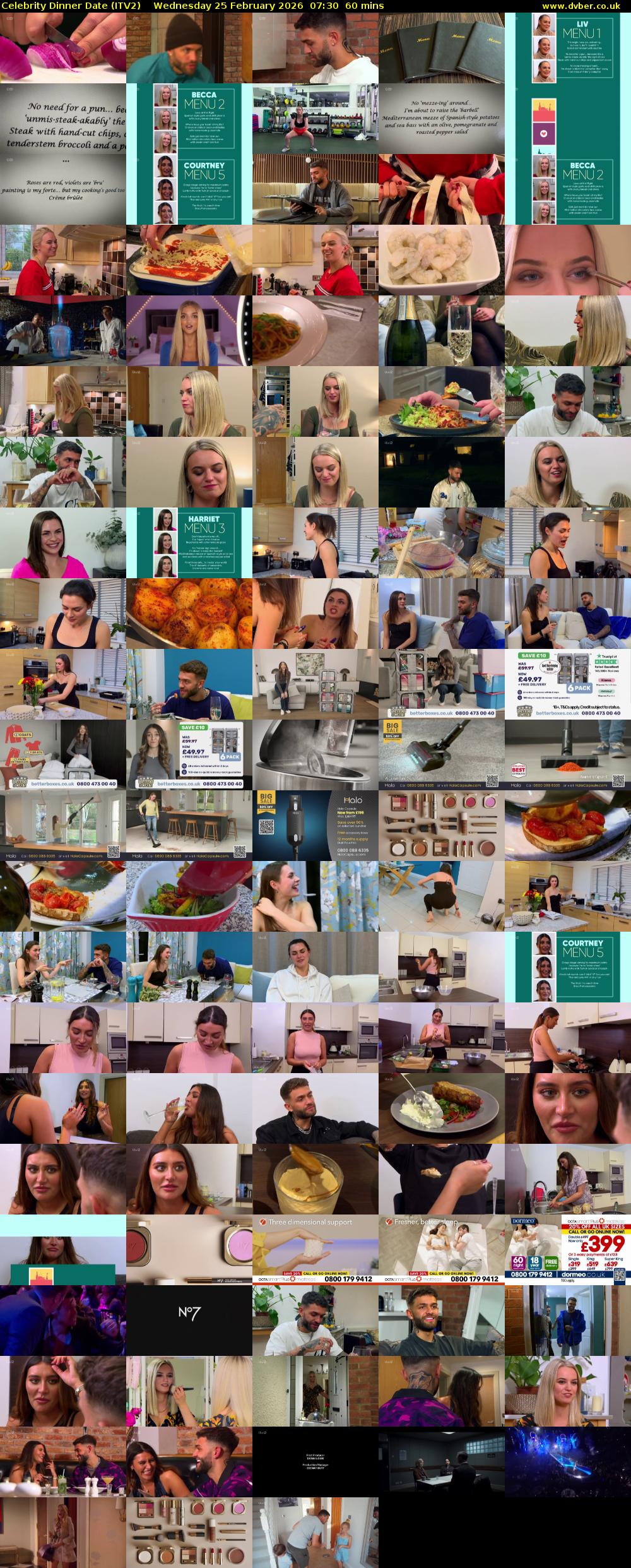 Celebrity Dinner Date (ITV2) Wednesday 25 February 2026 07:30 - 08:30