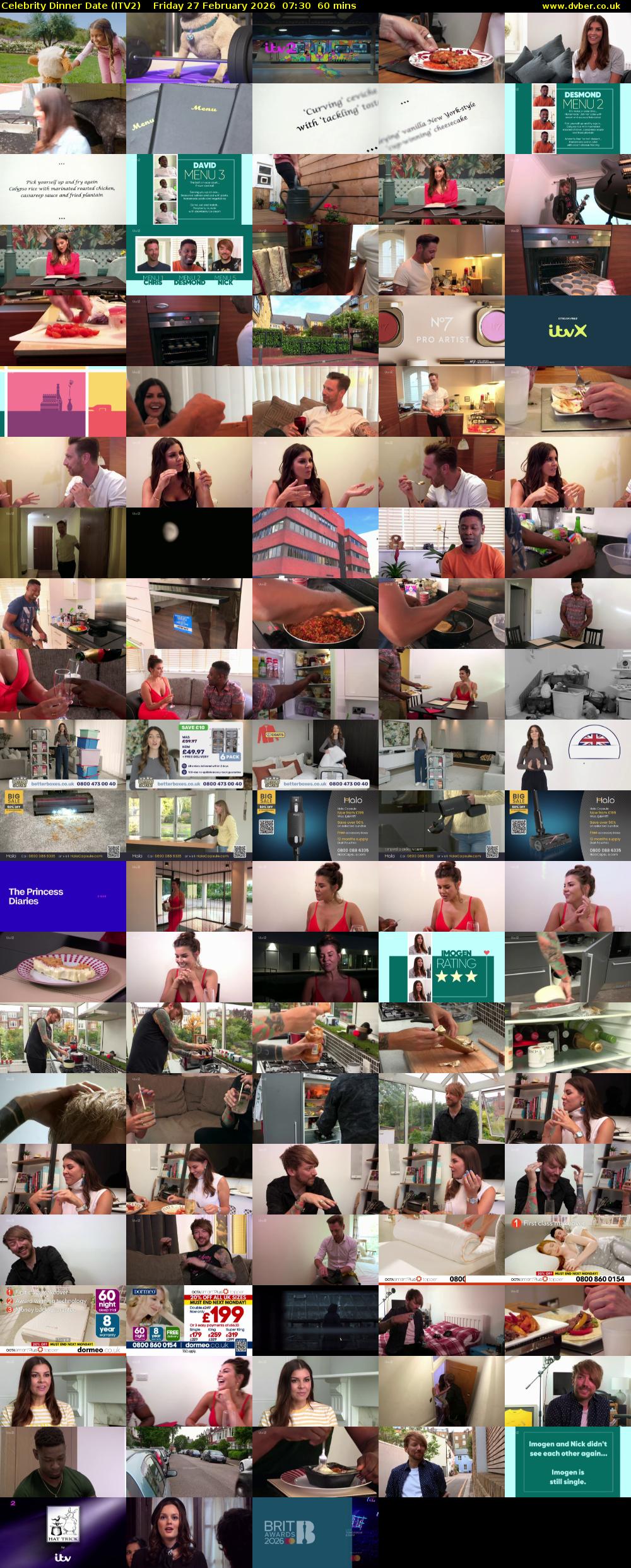 Celebrity Dinner Date (ITV2) Friday 27 February 2026 07:30 - 08:30