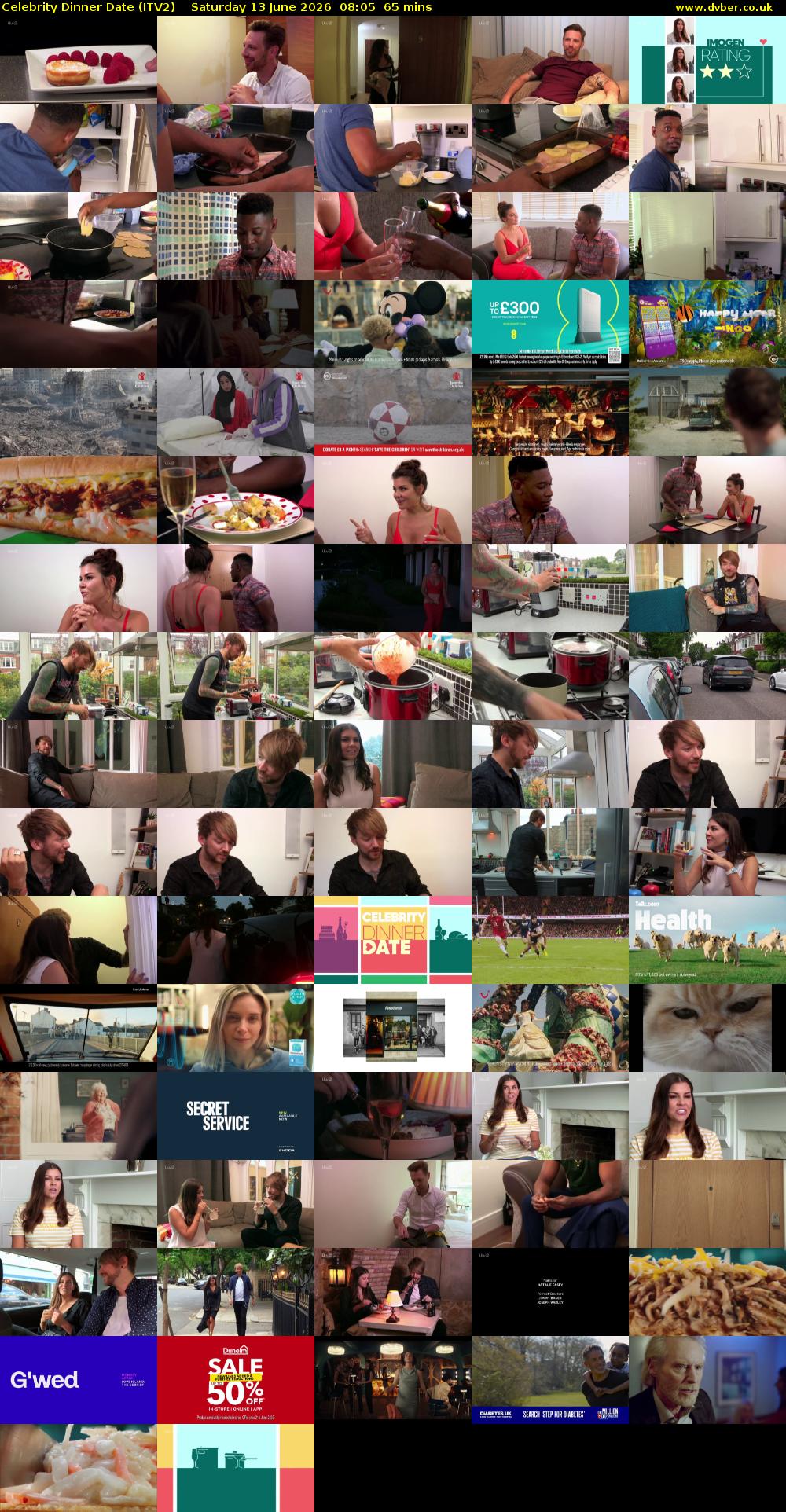 Celebrity Dinner Date (ITV2) Saturday 13 June 2026 08:05 - 09:10