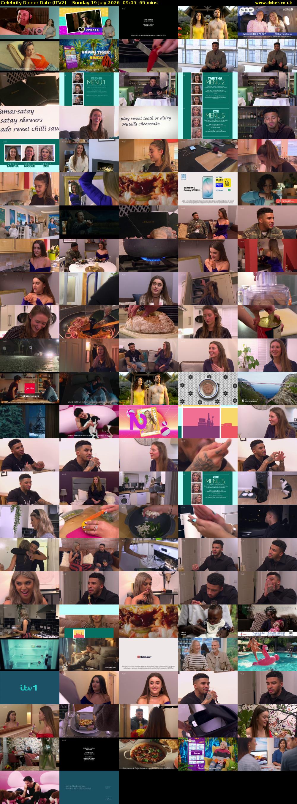 Celebrity Dinner Date (ITV2) Sunday 19 July 2026 09:05 - 10:10