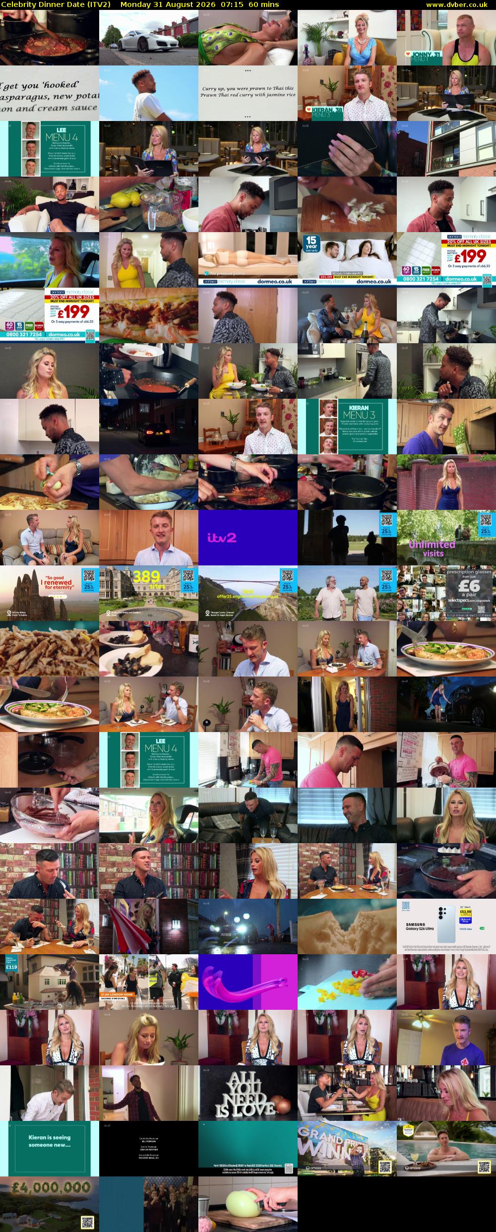 Celebrity Dinner Date (ITV2) Monday 31 August 2026 07:15 - 08:15