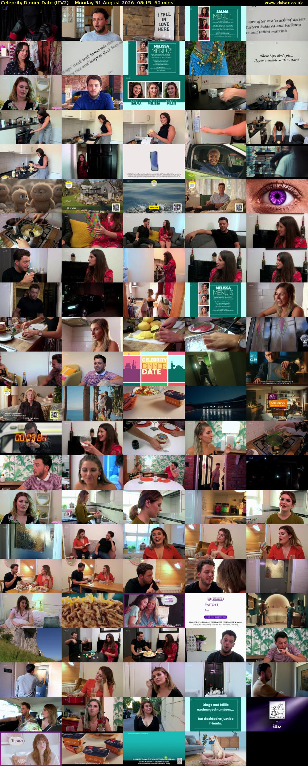 Celebrity Dinner Date (ITV2) Monday 31 August 2026 08:15 - 09:15