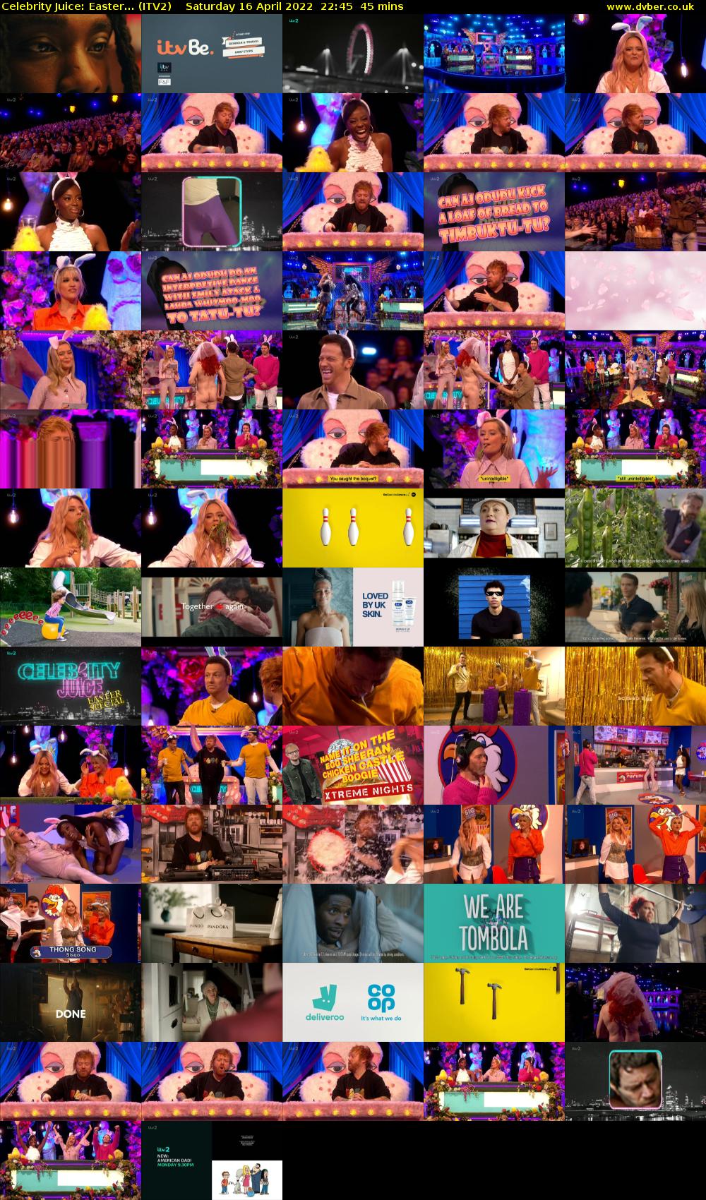 Celebrity Juice: Easter... (ITV2) Saturday 16 April 2022 22:45 - 23:30