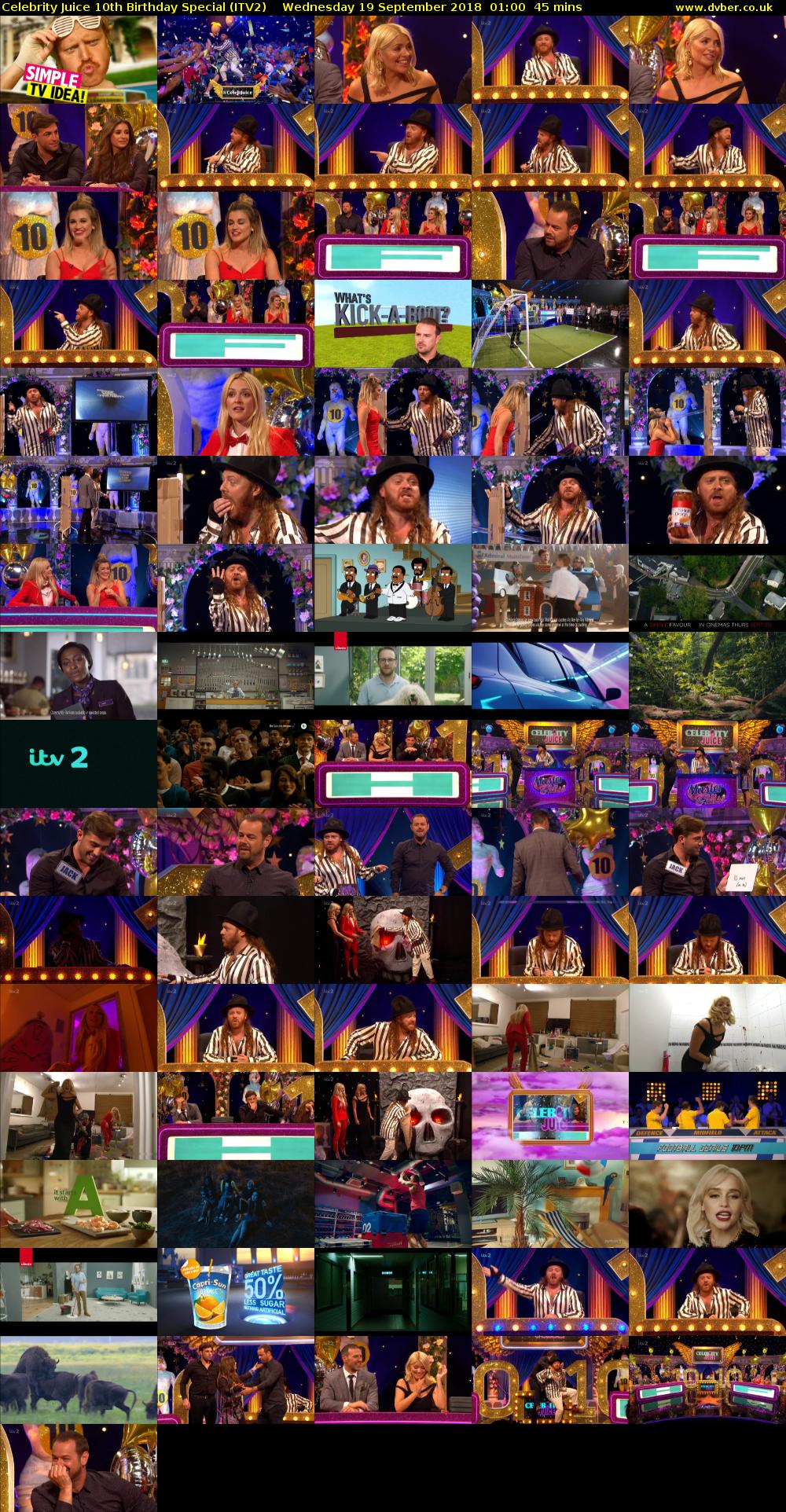 Celebrity Juice 10th Birthday Special (ITV2) Wednesday 19 September 2018 01:00 - 01:45