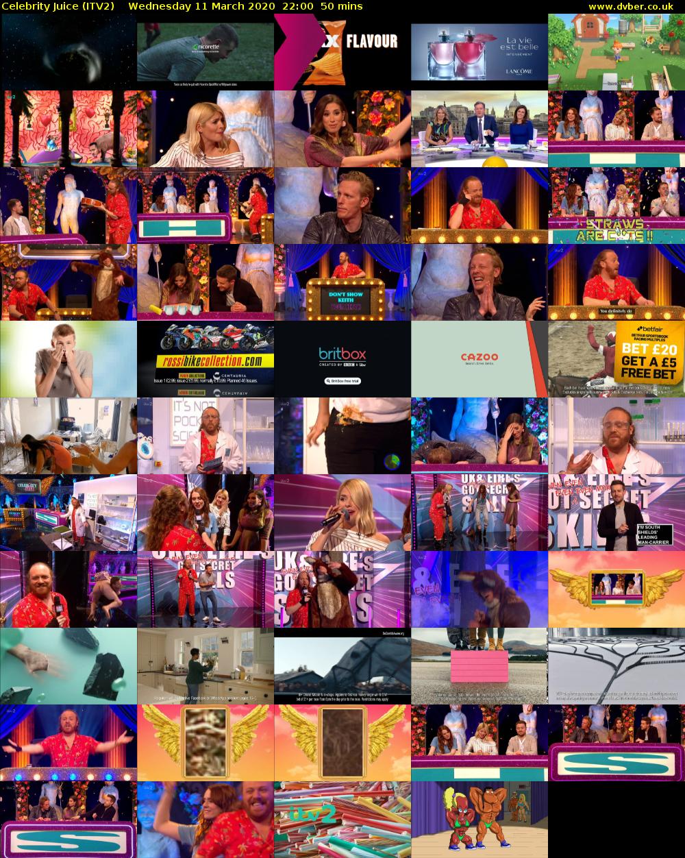 Celebrity Juice (ITV2) Wednesday 11 March 2020 22:00 - 22:50