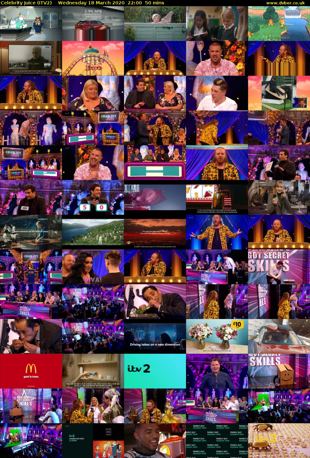 Celebrity Juice (ITV2) Wednesday 18 March 2020 22:00 - 22:50