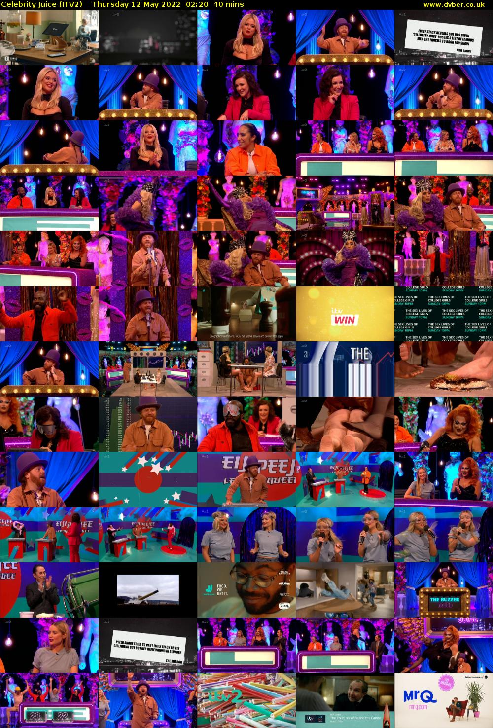 Celebrity Juice (ITV2) Thursday 12 May 2022 02:20 - 03:00
