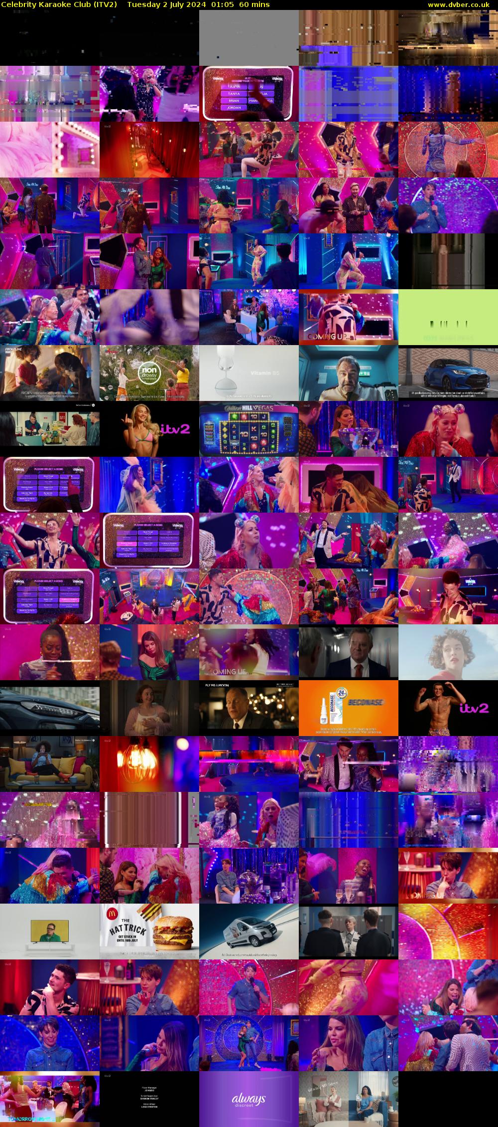 Celebrity Karaoke Club (ITV2) Tuesday 2 July 2024 01:05 - 02:05