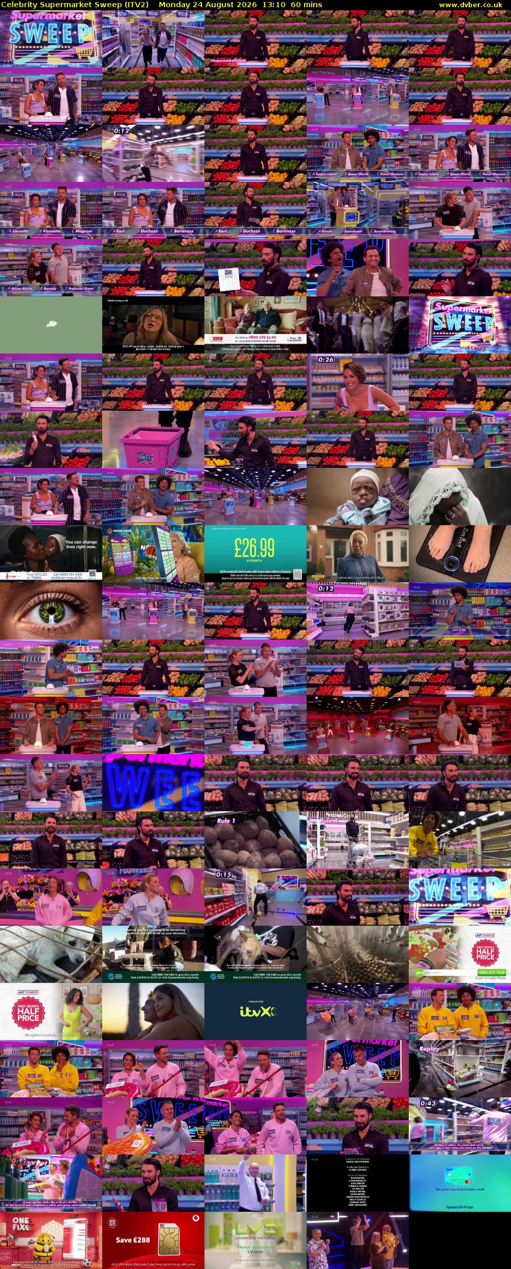 Celebrity Supermarket Sweep (ITV2) Monday 24 August 2026 13:10 - 14:10